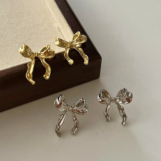 Zingetto Silver And Gold Bow Coquette Earings